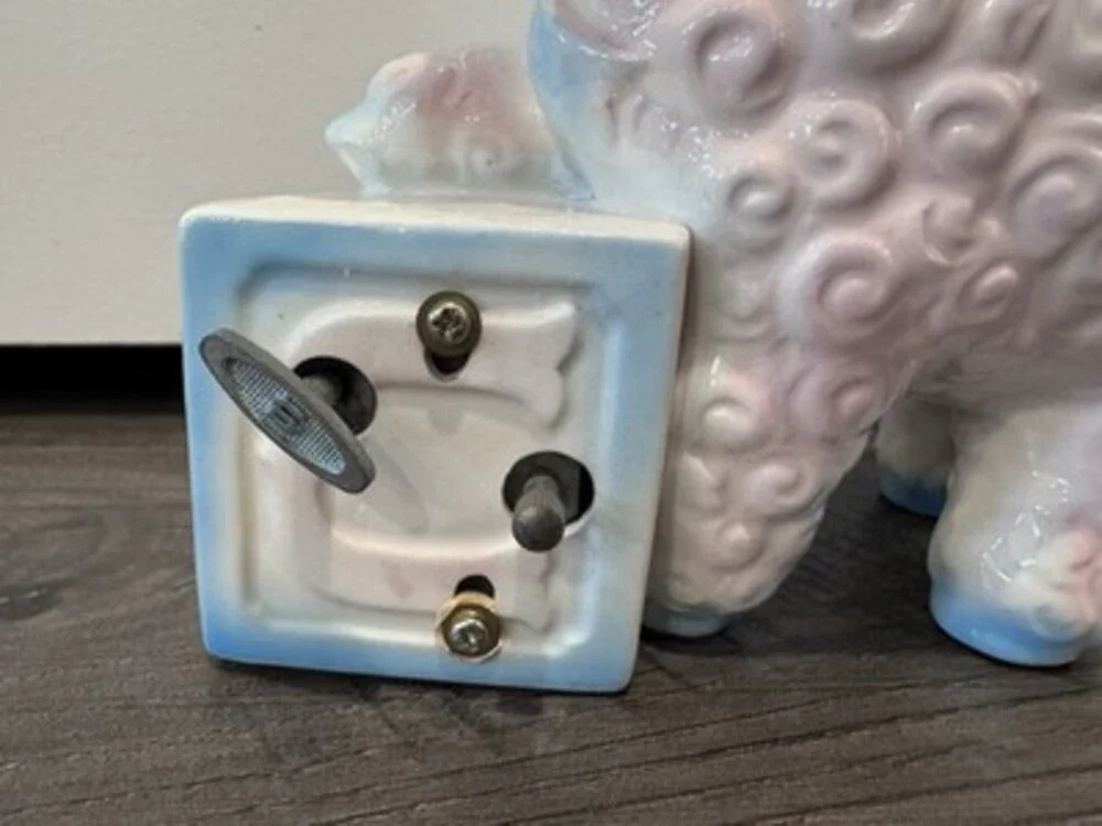 Vintage Inarco Glazed Ceramic Lamb Planter w/music box